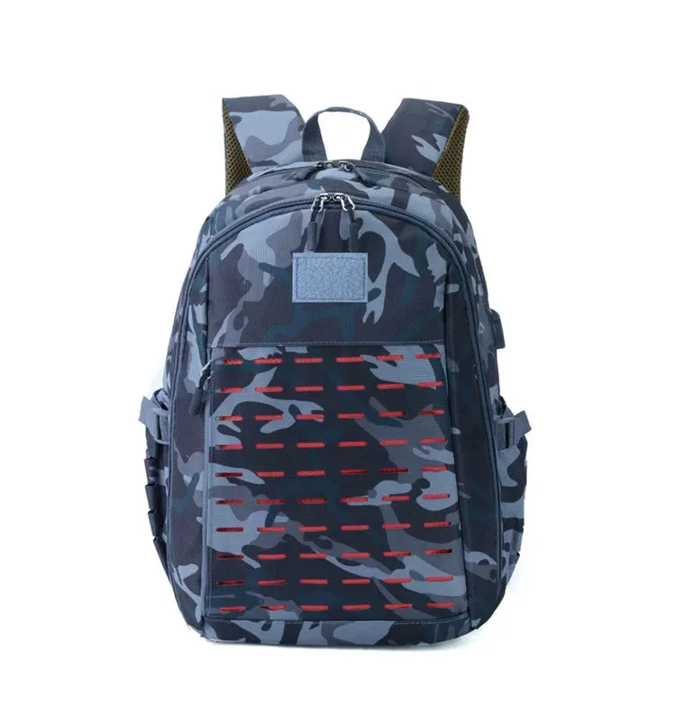 30L 900D Nylon Waterproof  Military Laser Cut Molle Backpack with USB Charging