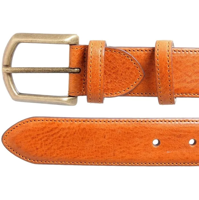 34 mm Antique Buckle Leather Belt Tawny