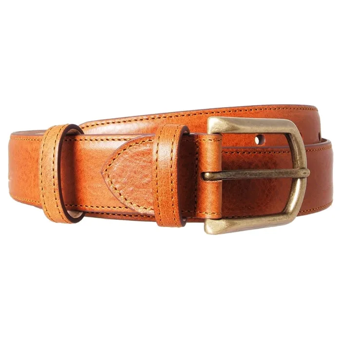 34 mm Antique Buckle Leather Belt Tawny