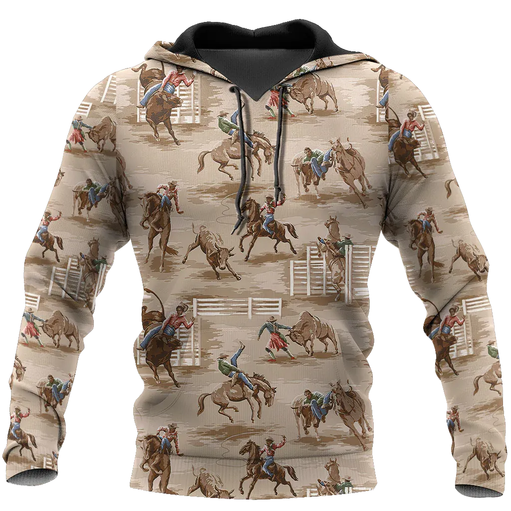 3D Full Print Rodeo Hoodie Rodeo Pattern, Best Hoodie For Horse Lovers Rodeo Lover Gift