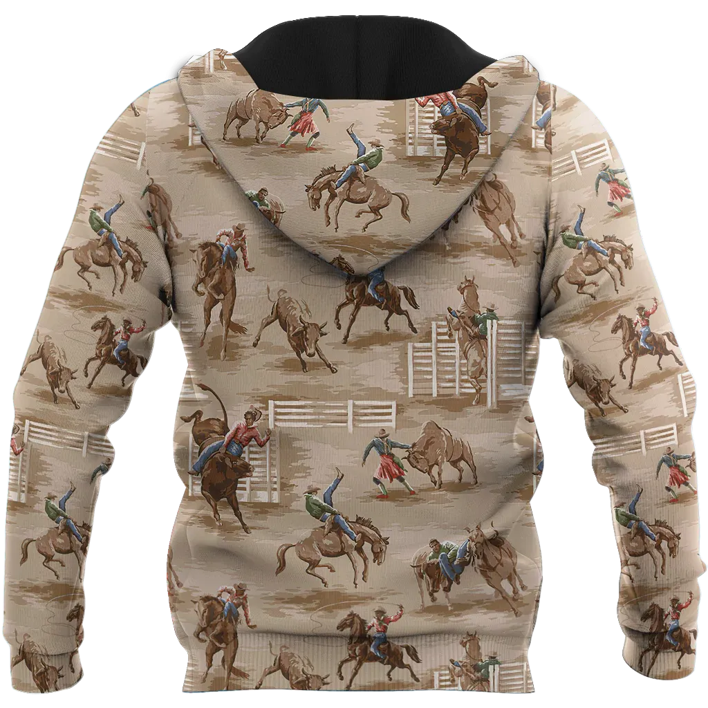 3D Full Print Rodeo Hoodie Rodeo Pattern, Best Hoodie For Horse Lovers Rodeo Lover Gift