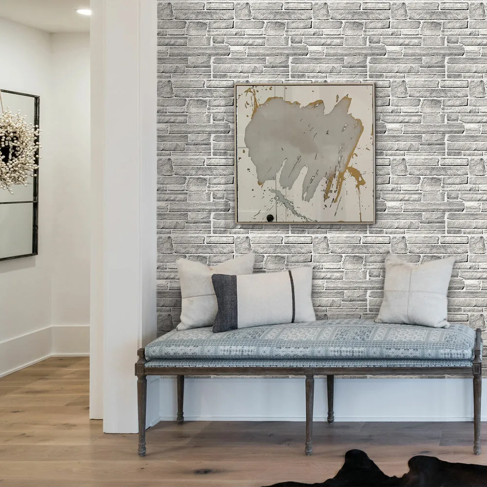 3D Grey Stone Peel and Stick Wall Tile