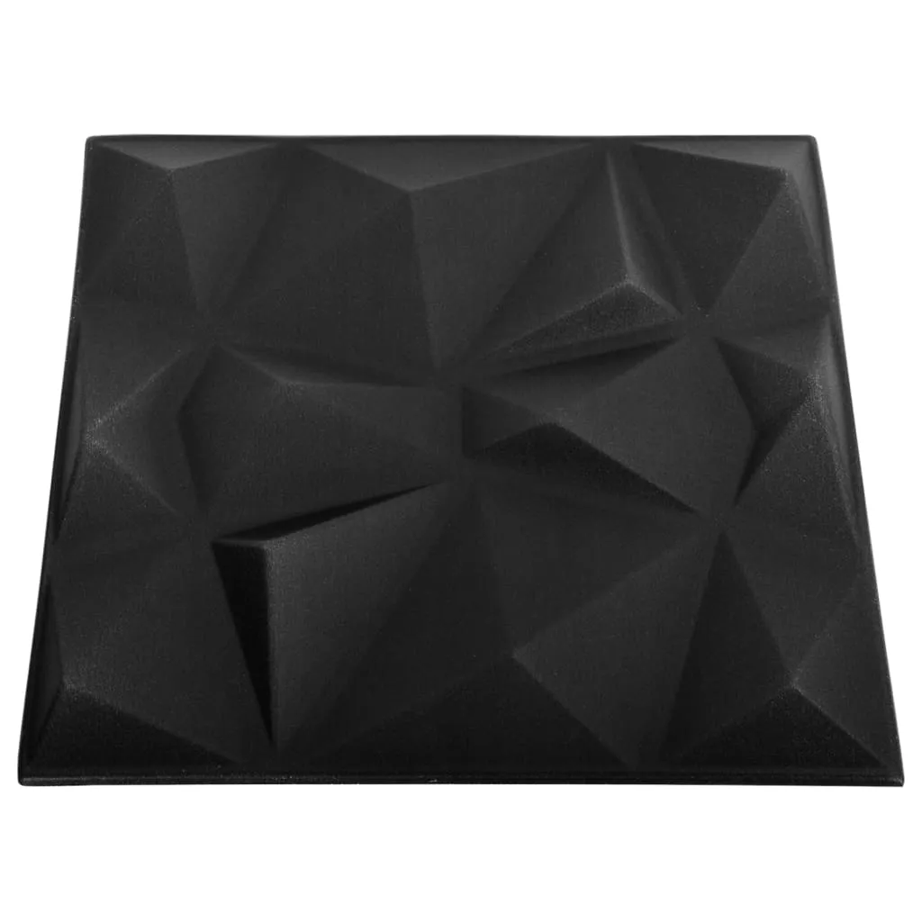 3D Wall Panels 12 pcs 50x50 cm Diamond Black 3 m²