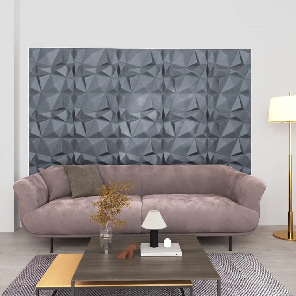 3D Wall Panels 12 pcs 50x50 cm Diamond Grey 3 m²