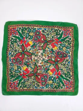 40s Colorful Silk Scarf With Ethnic Print