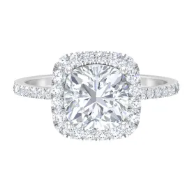 4.25 CT Cushion Cut Zircon Engagement Ring with Halo