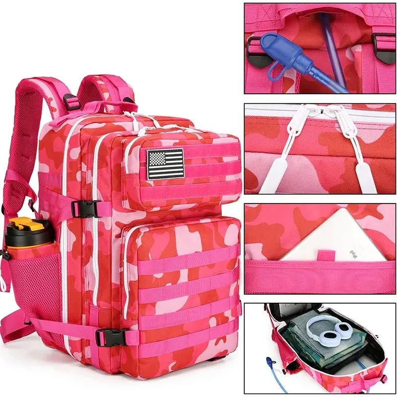 45L 3P Military Molle "Hot Pink Camouflage' Tactical Backpack