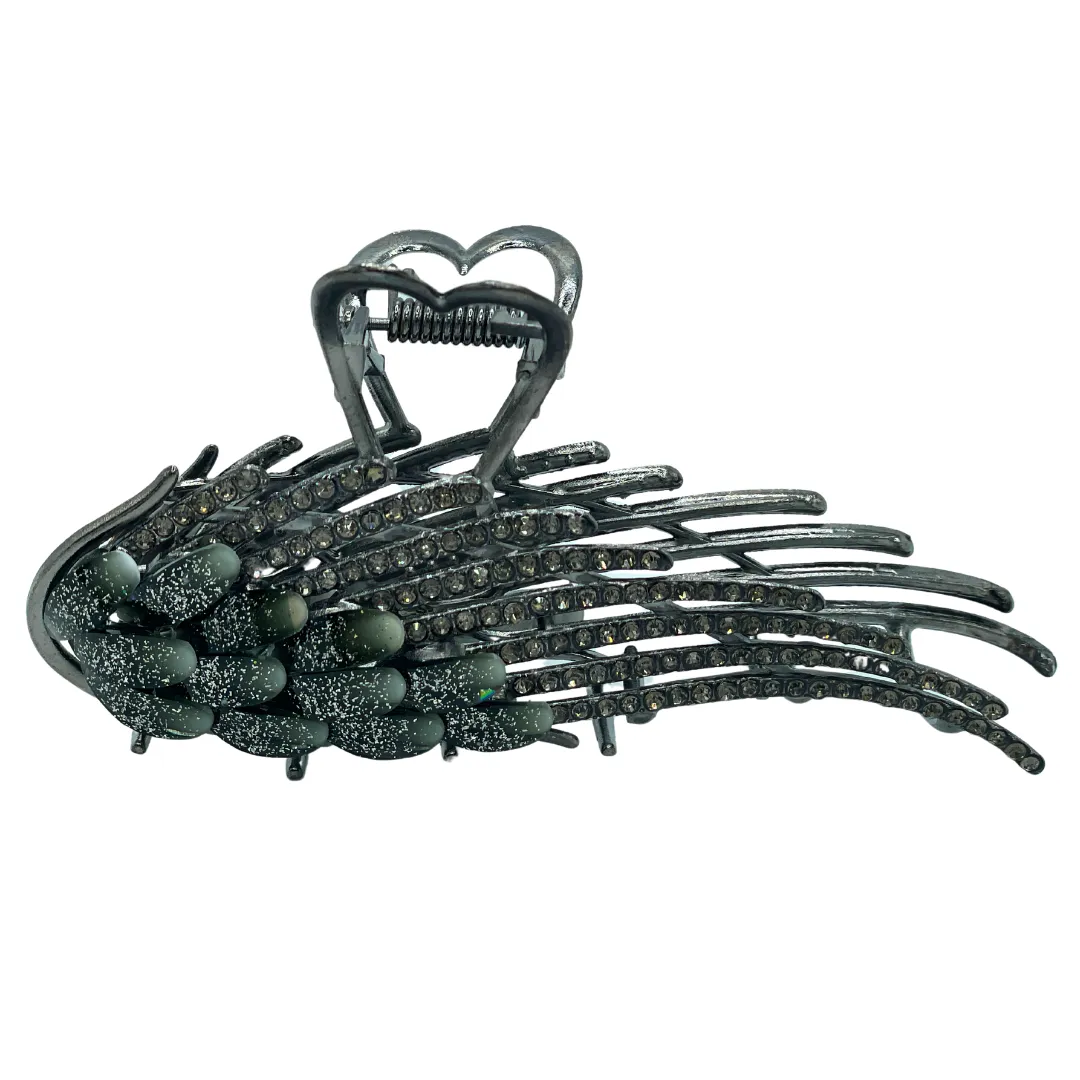 4.5" Gun Metal Bling Angel Wing Jaw Clip