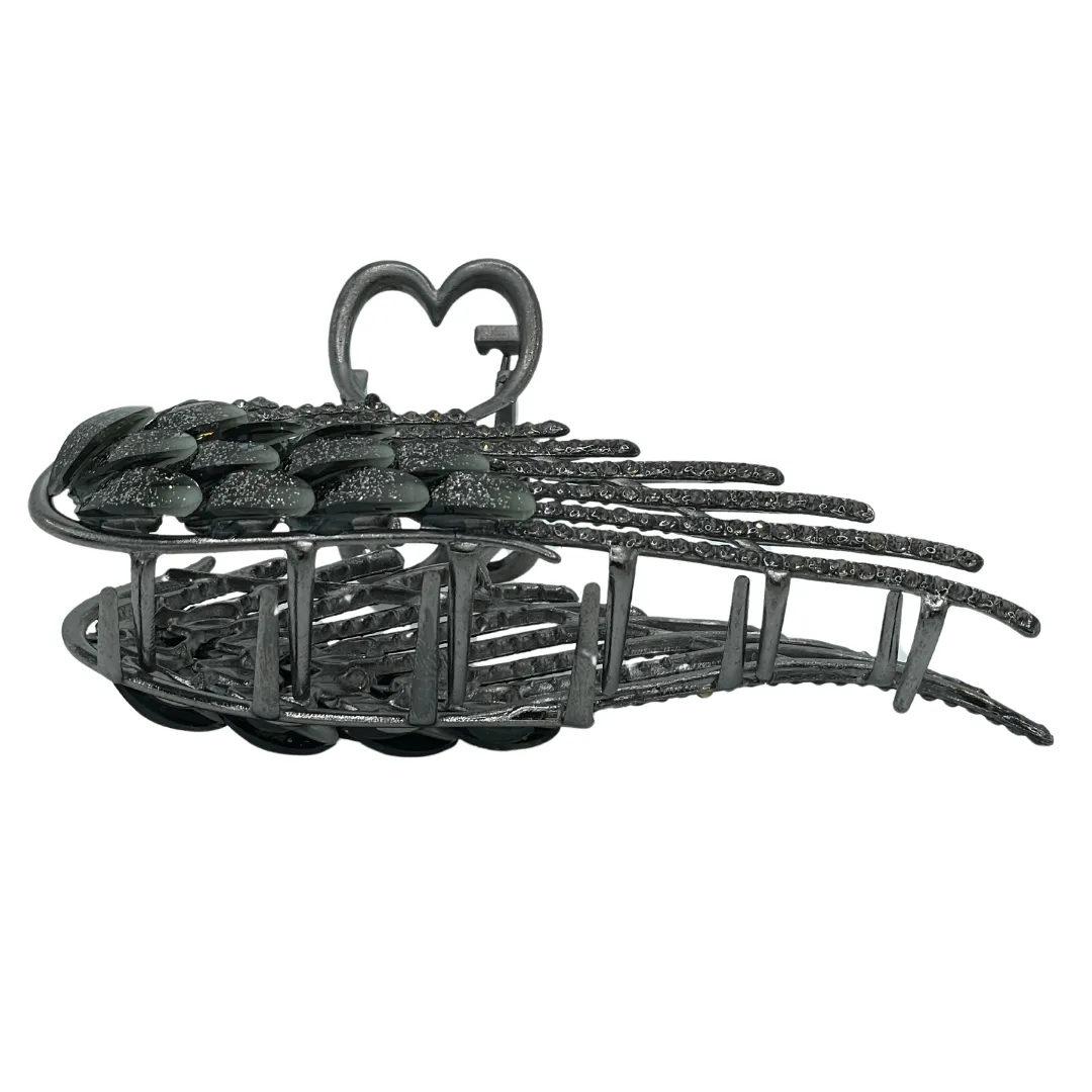 4.5" Gun Metal Bling Angel Wing Jaw Clip