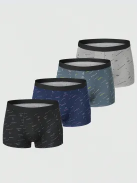 4pcs/Set Men's Boxer Briefs, Sport Shorts, Trunks, Comfortable Boxer Briefs