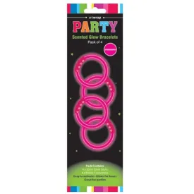 4pk Strawberry Scented Pink Glow Bracelets