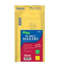 4" X 7.25" (#000) Self-Seal Bubble Mailers, Pk-5