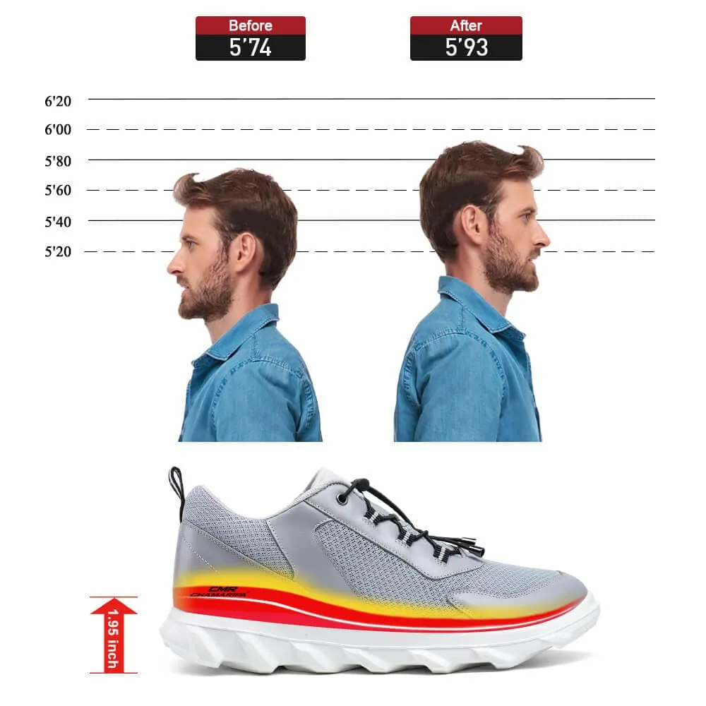 5 CM / 1.95 Inches CMR CHAMARIPA Elevator Shoes - Grey Sports Shoes for Men - Elevate Your Height with Comfortable Hiking Shoes