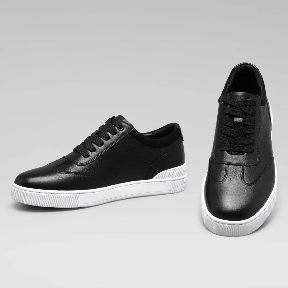 5 CM/1.95 Inches CMR CHAMARIPA Elevator Shoes Sneakers - Men's Casual Black Leather Sneakers