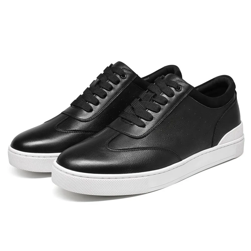 5 CM/1.95 Inches CMR CHAMARIPA Elevator Shoes Sneakers - Men's Casual Black Leather Sneakers