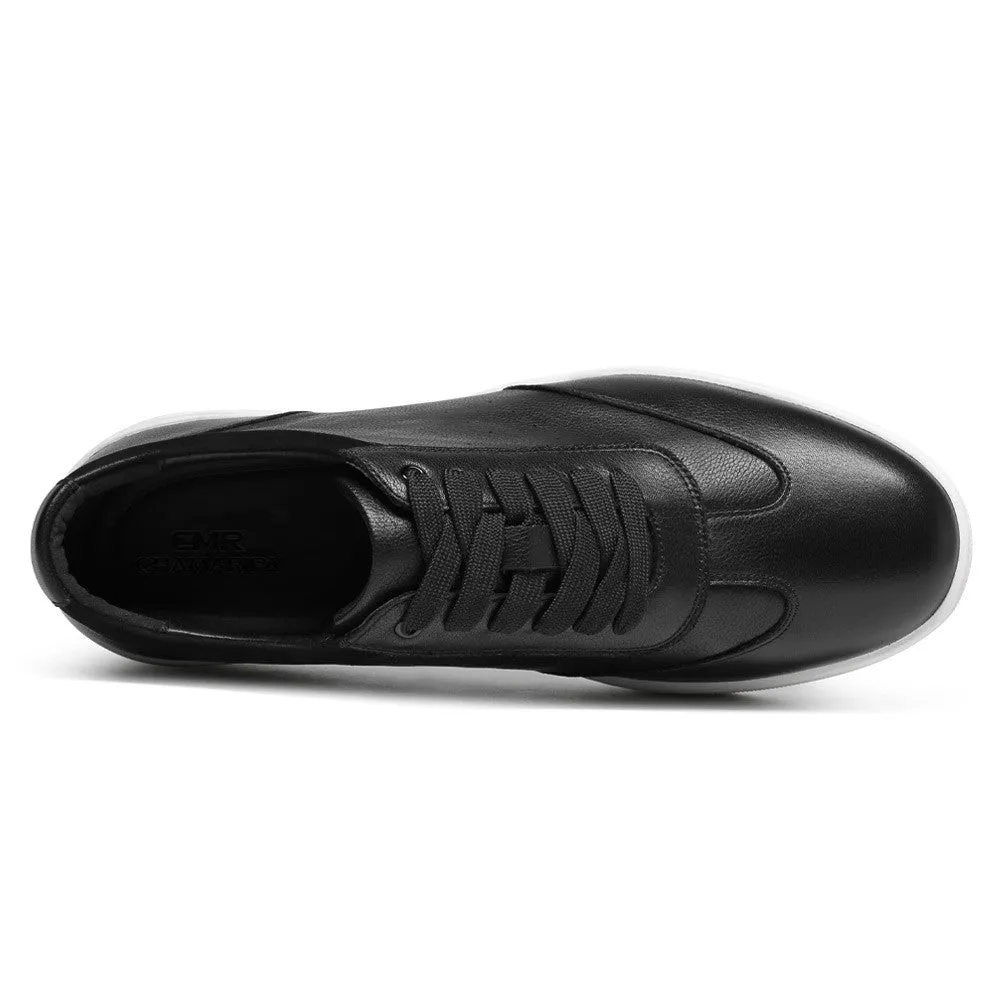 5 CM/1.95 Inches CMR CHAMARIPA Elevator Shoes Sneakers - Men's Casual Black Leather Sneakers