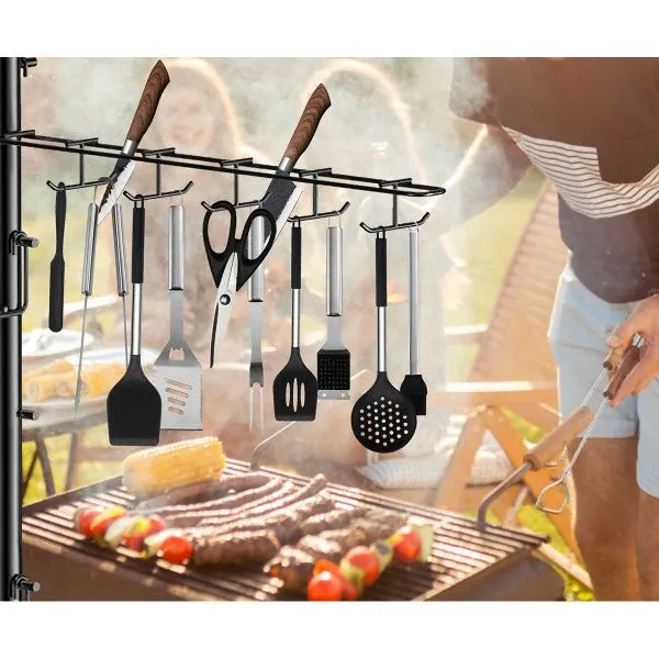 5-in-1 Outdoor BBQ Accessories Caddy Storage Rack - Camper Must Have Grill Utensil Holder, Kitchen Storage Tool