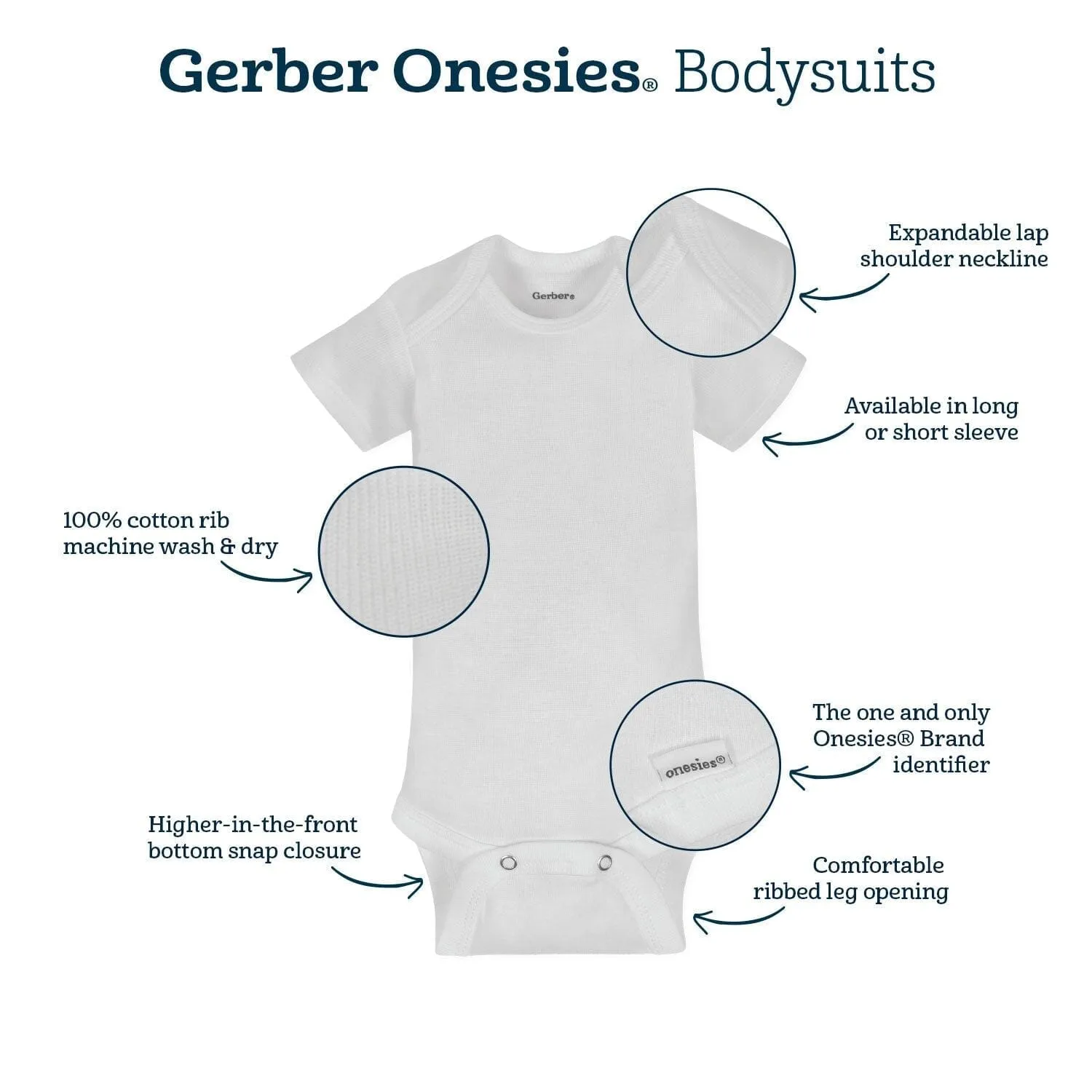 5-Pack Grey Onesies® Bodysuits