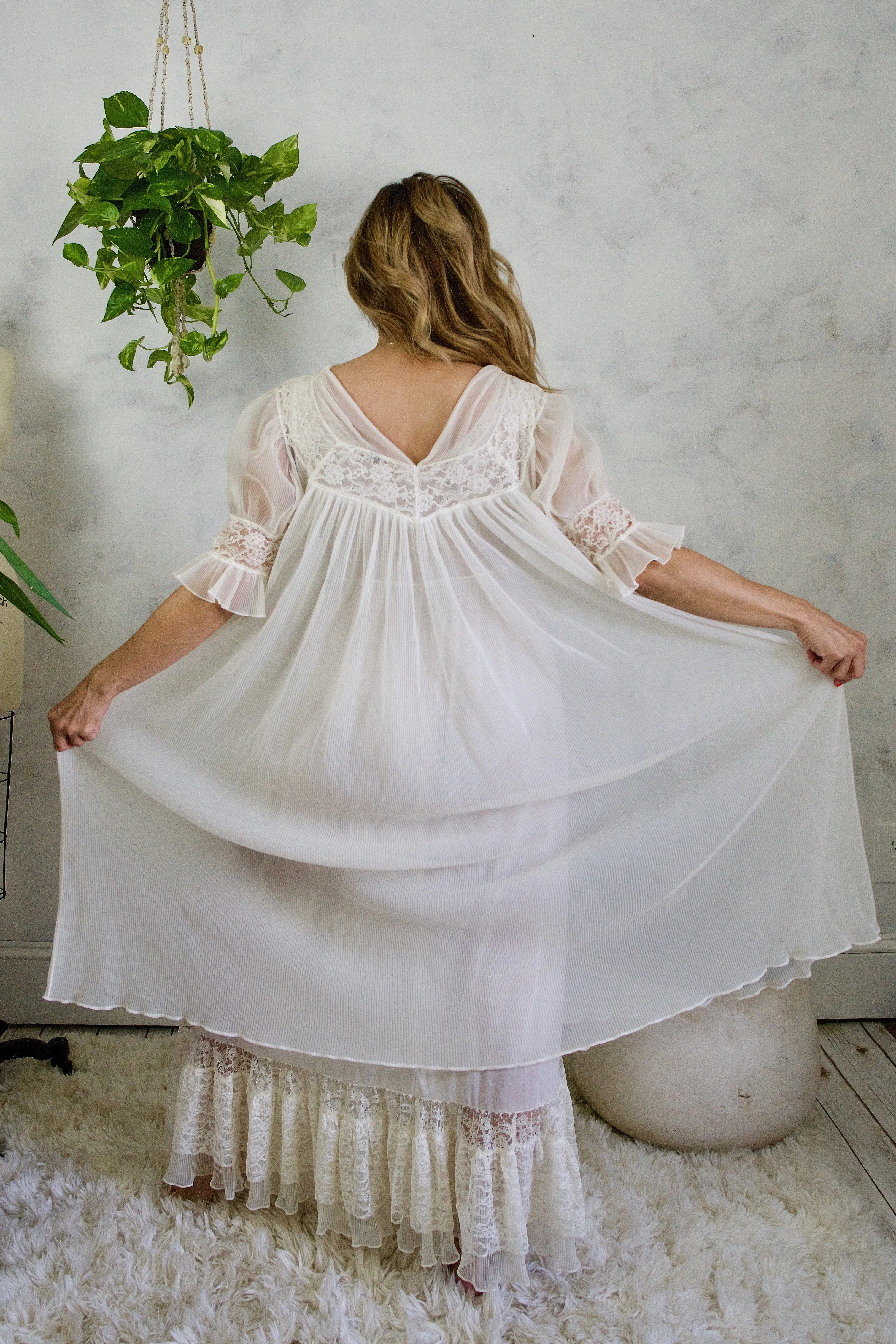 50's Ethereal Lace Frothy Peignoir Set