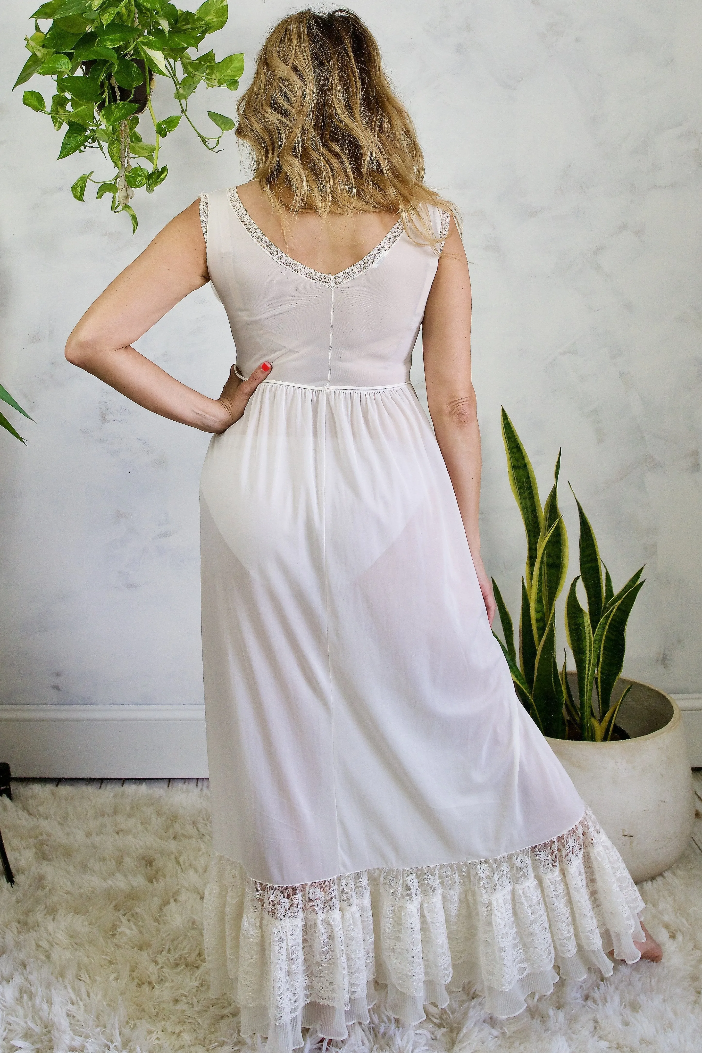 50's Ethereal Lace Frothy Peignoir Set