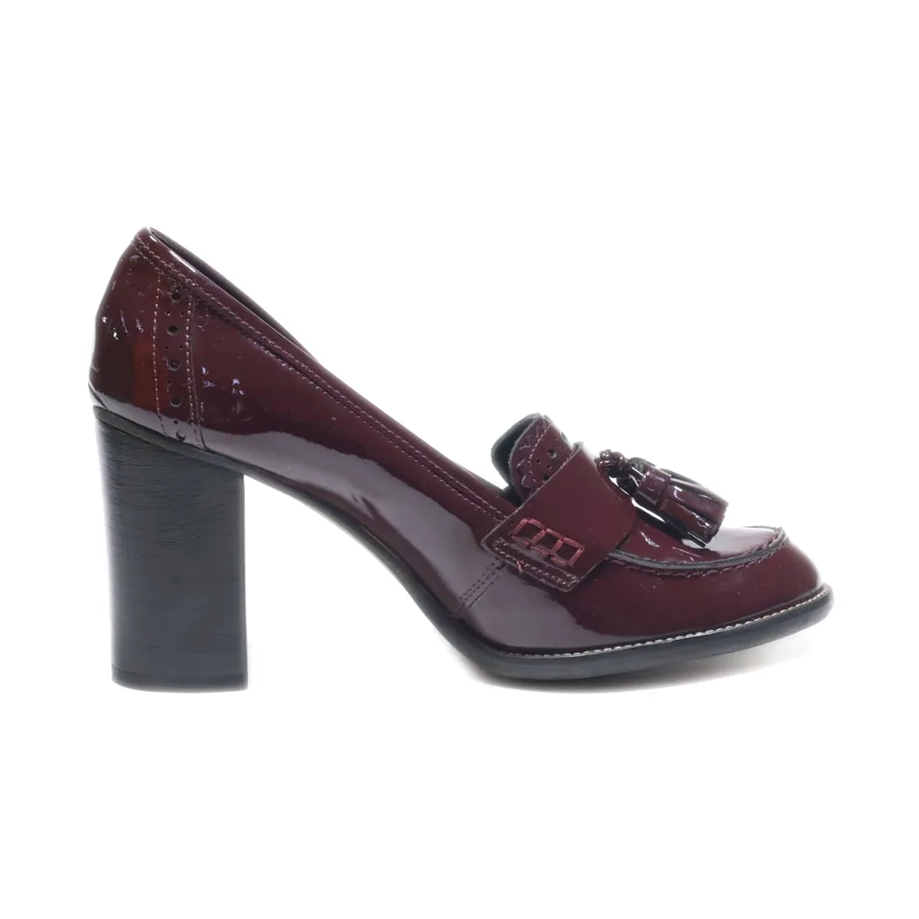 5Th Avenue High-Heel Shoes Leather Maroon Colour For Women