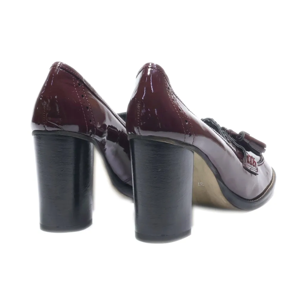 5Th Avenue High-Heel Shoes Leather Maroon Colour For Women