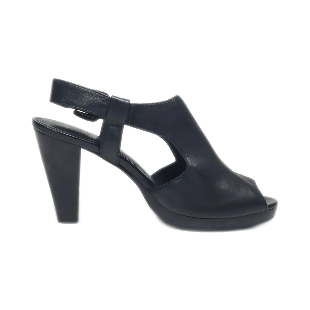 5Th Avenue Peep Toe Leather Black Colour For Women