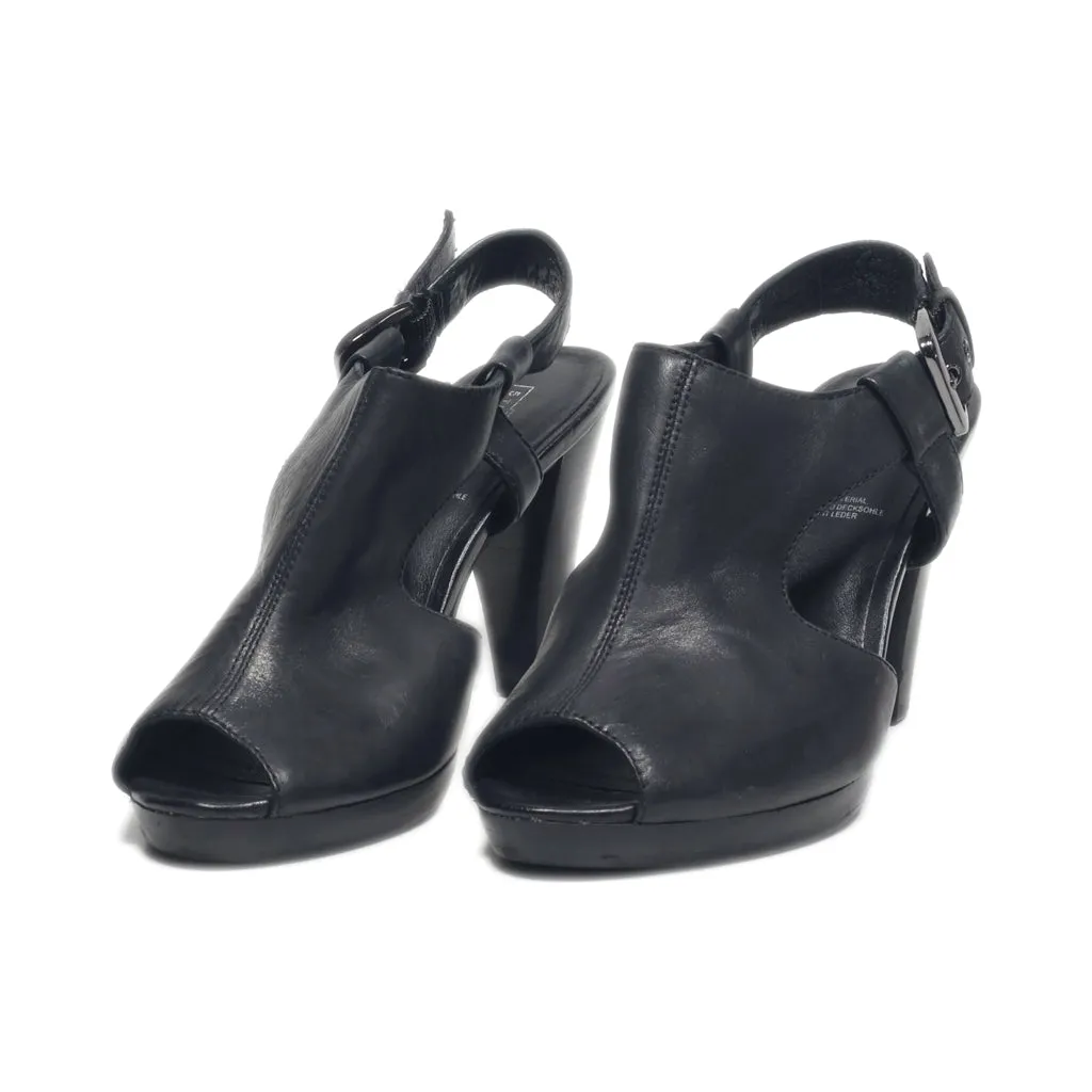 5Th Avenue Peep Toe Leather Black Colour For Women