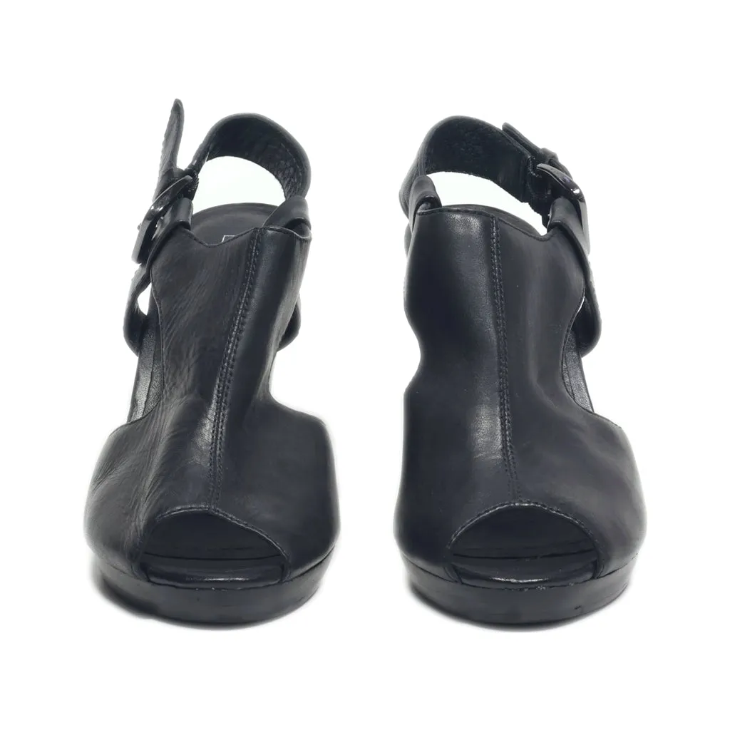 5Th Avenue Peep Toe Leather Black Colour For Women