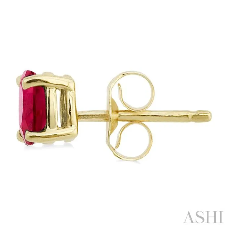 5x3 MM Oval Cut Ruby Stud Earrings in 14K Yellow Gold