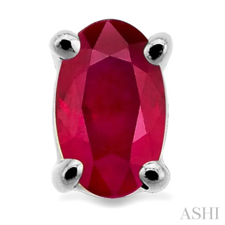 5x3MM Oval Cut Ruby Stud Earrings in 14K White Gold