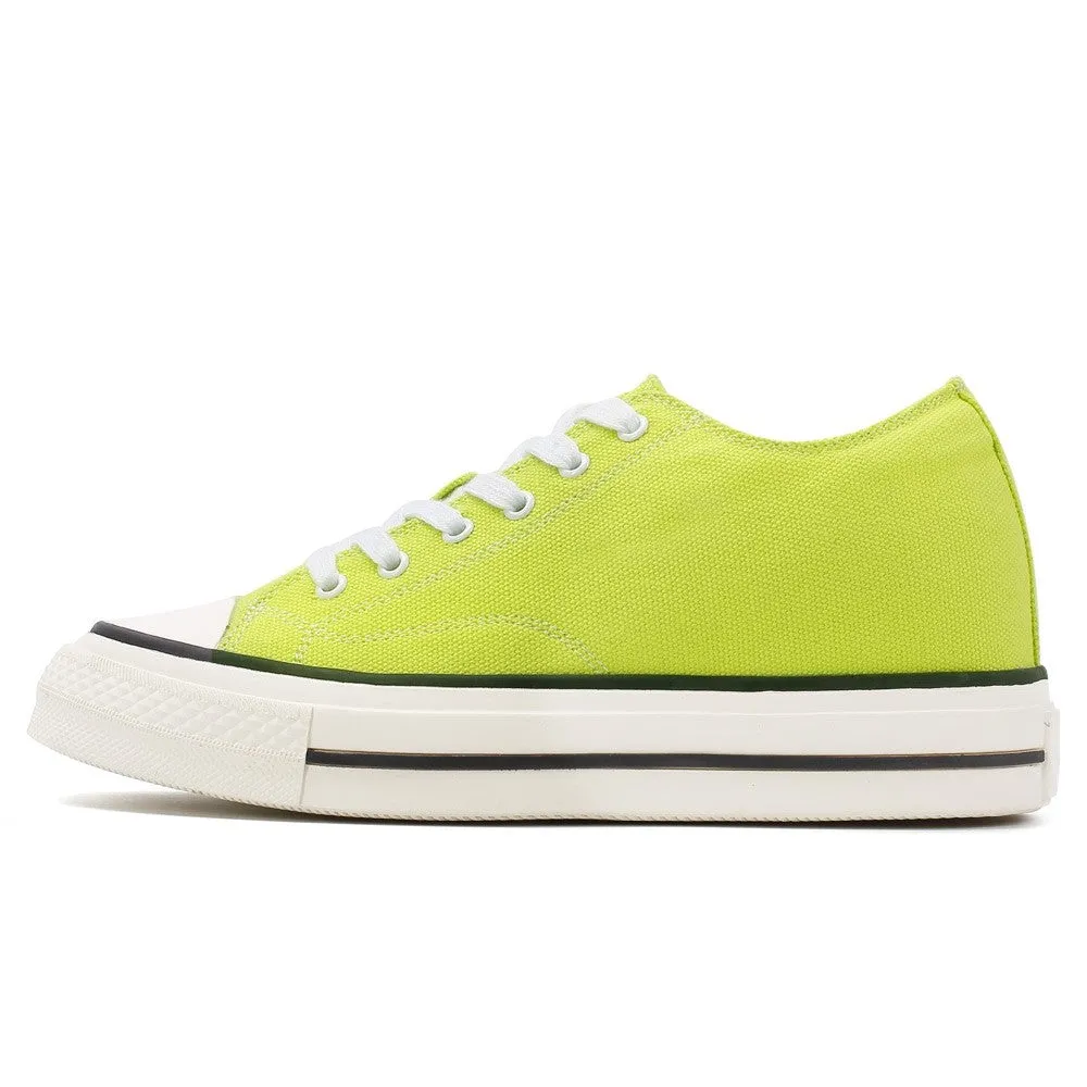 6 CM/2.36 Inches CMR CHAMARIPA Green Canvas Casual Elevator Shoes for Women