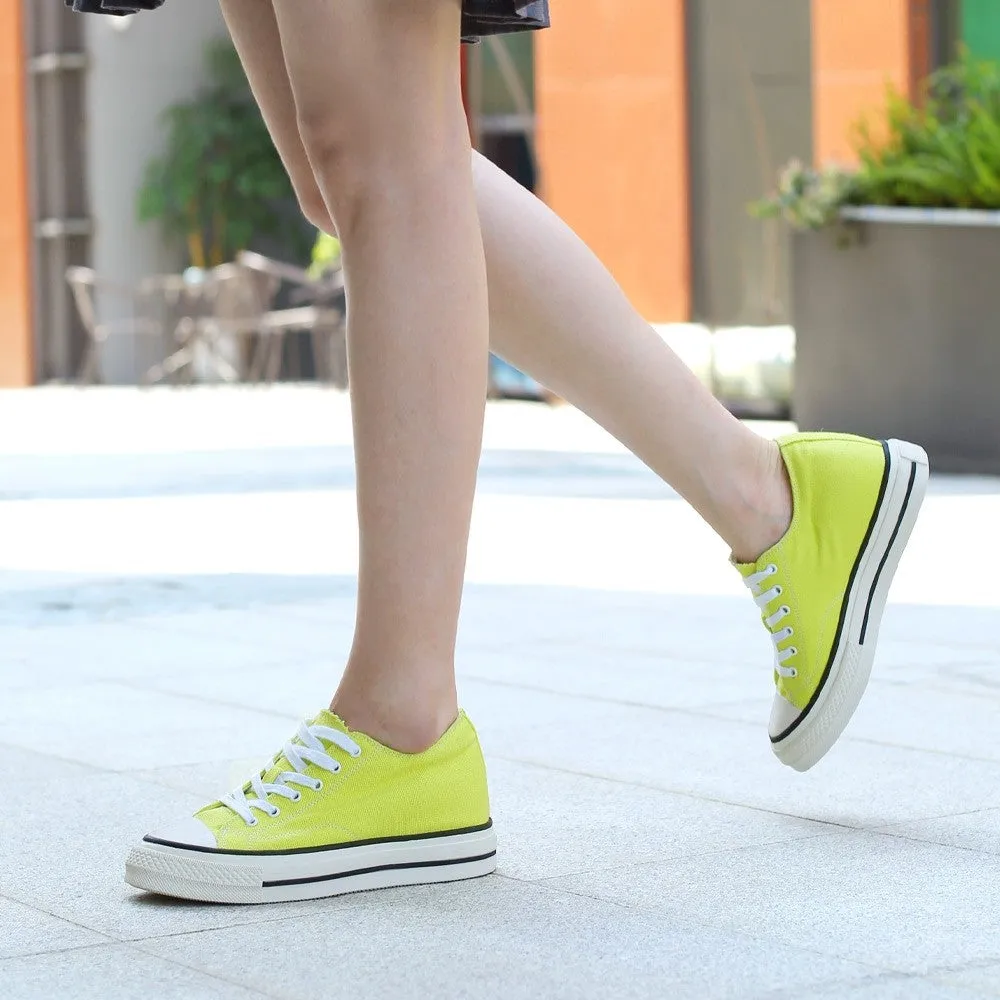 6 CM/2.36 Inches CMR CHAMARIPA Green Canvas Casual Elevator Shoes for Women