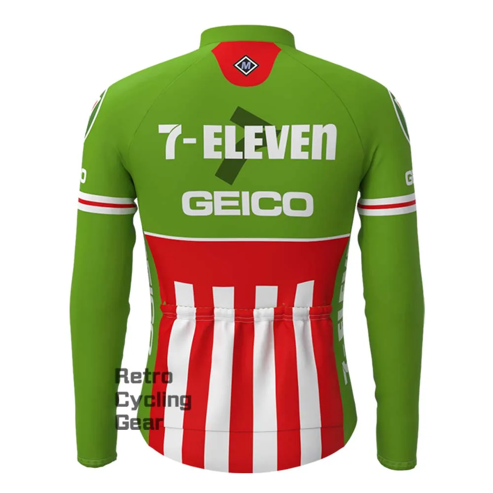 7-ELEVEN Green Retro Long Sleeve Cycling Kits