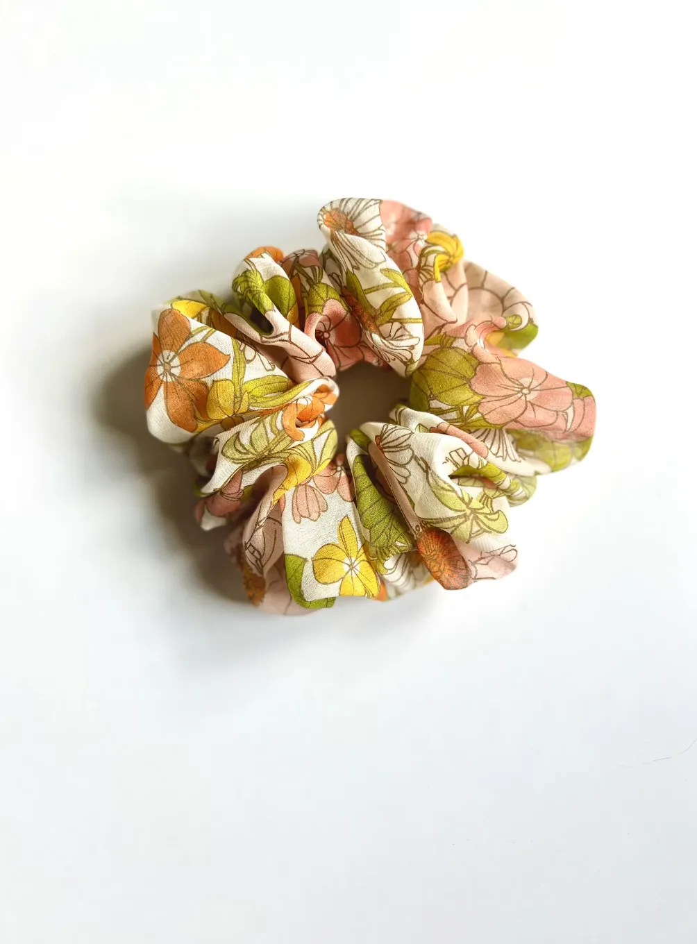 70’s Boho Blooms Floofy Scrunchie | 100% Silk Chiffon | Spring Florals | Jumbo Oversize Scrunchie