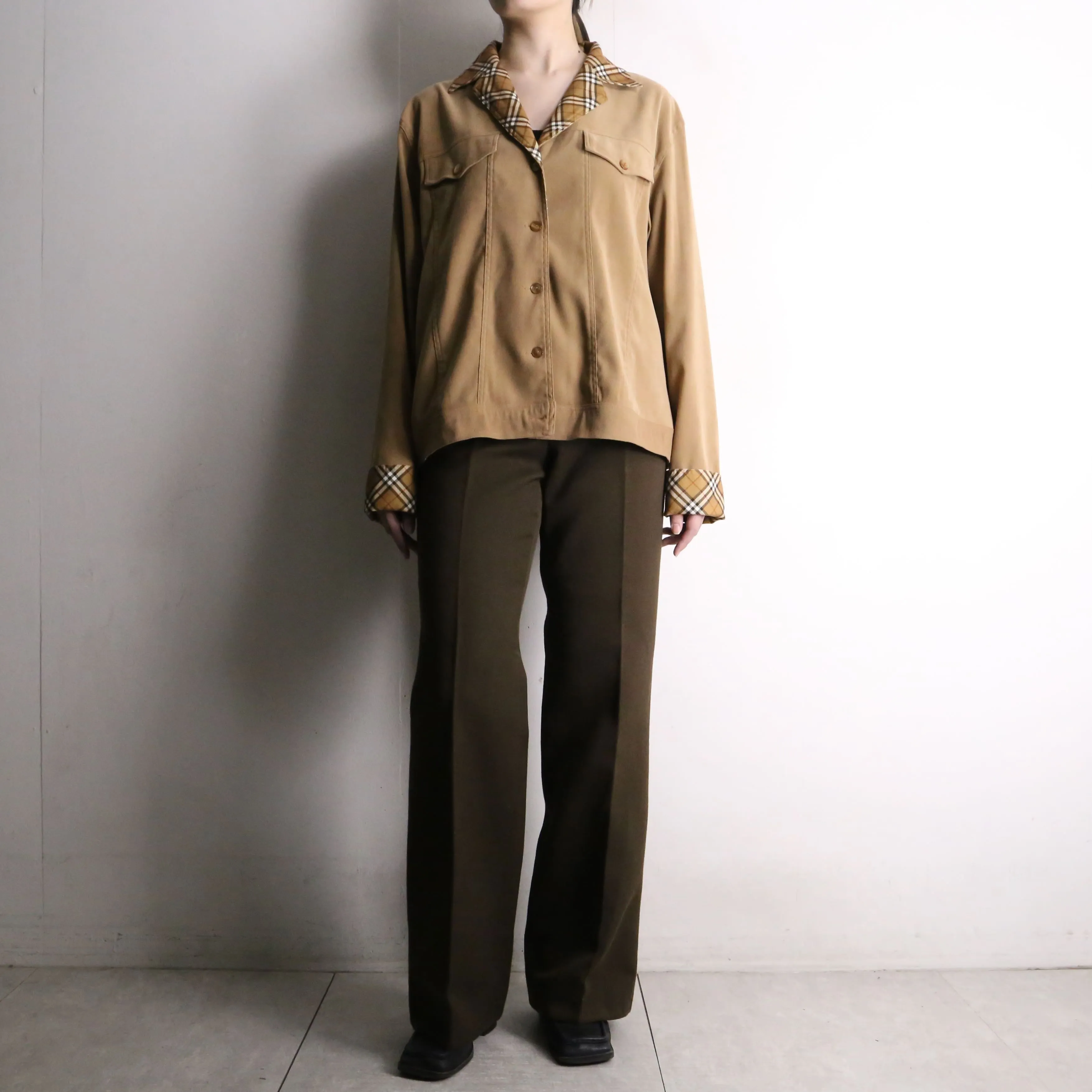 70's brown poly semi flare pants