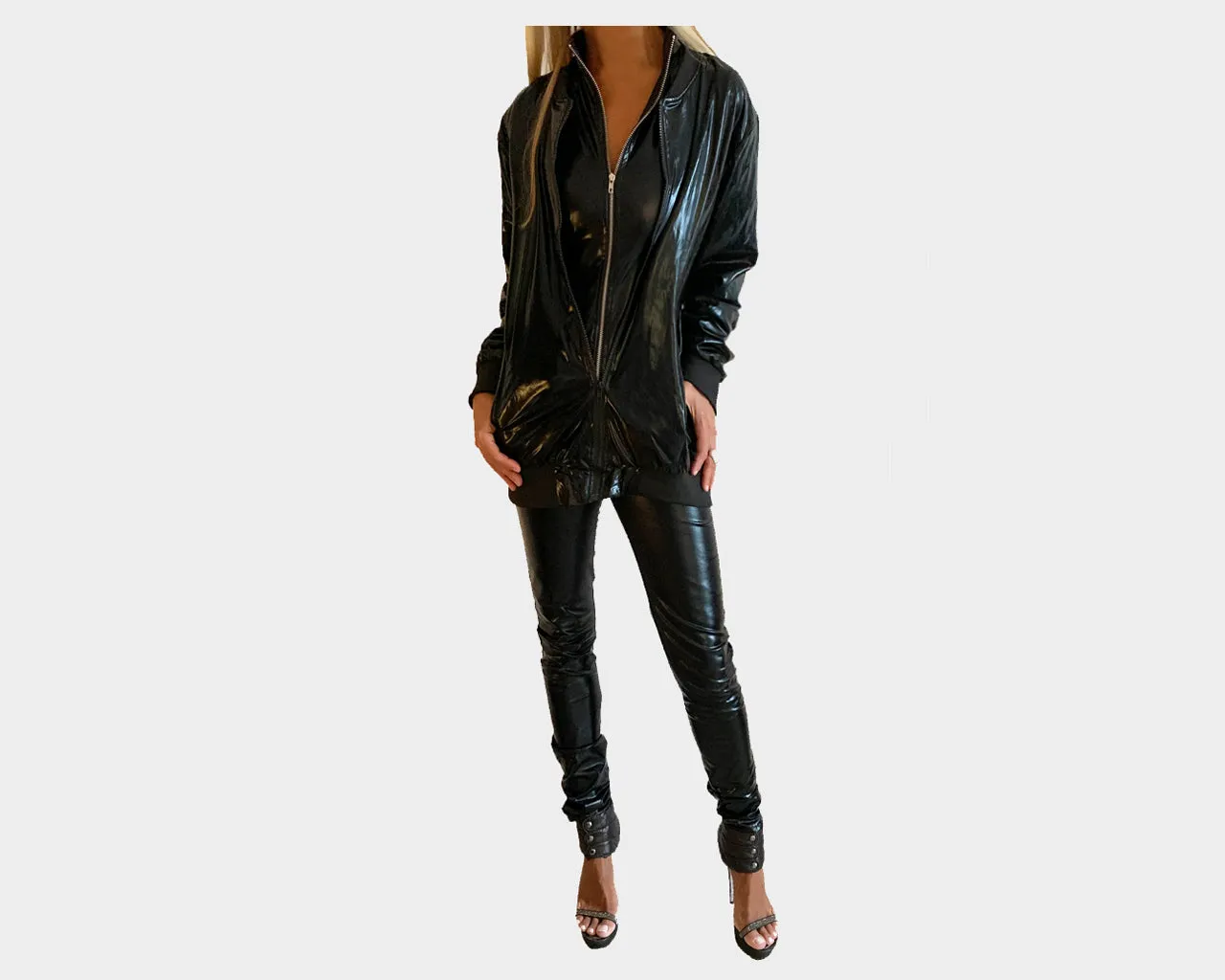 77 Metallic Black Boyfriend Jacket - The Milan