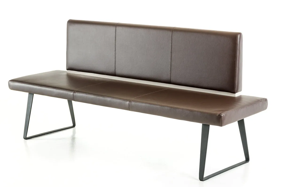 79" Brown and Black Upholstered Faux Leather Bench