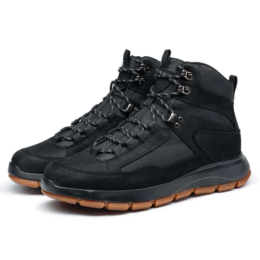 8 CM / 3.15 Inches - CMR CHAMARIPA Height Increasing Boots For Men - Elevator Hiking Boots - Black Outdoor High Top Walking Boots