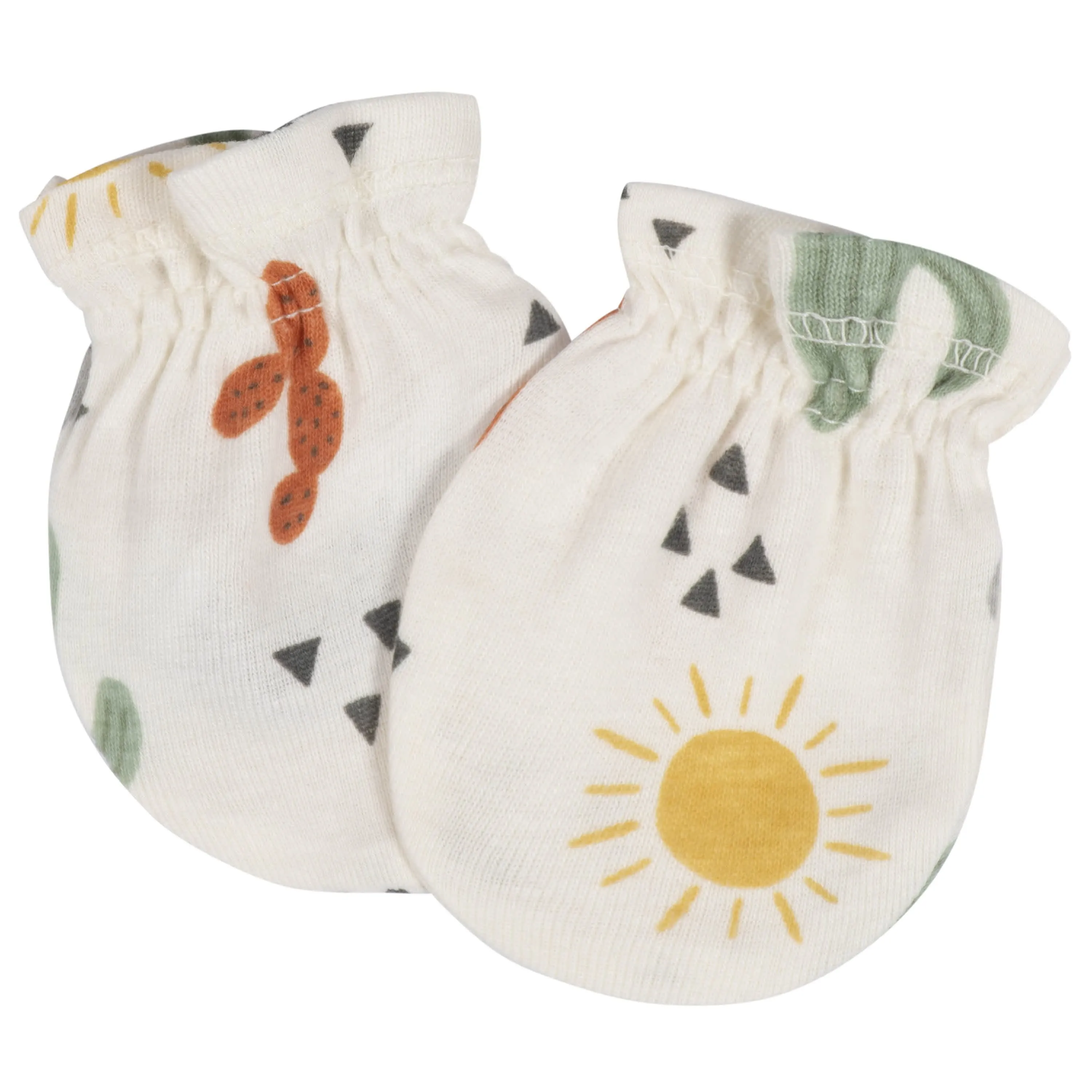 8-Piece Baby Neutral Southwest No Scratch Mittens & Caps Set