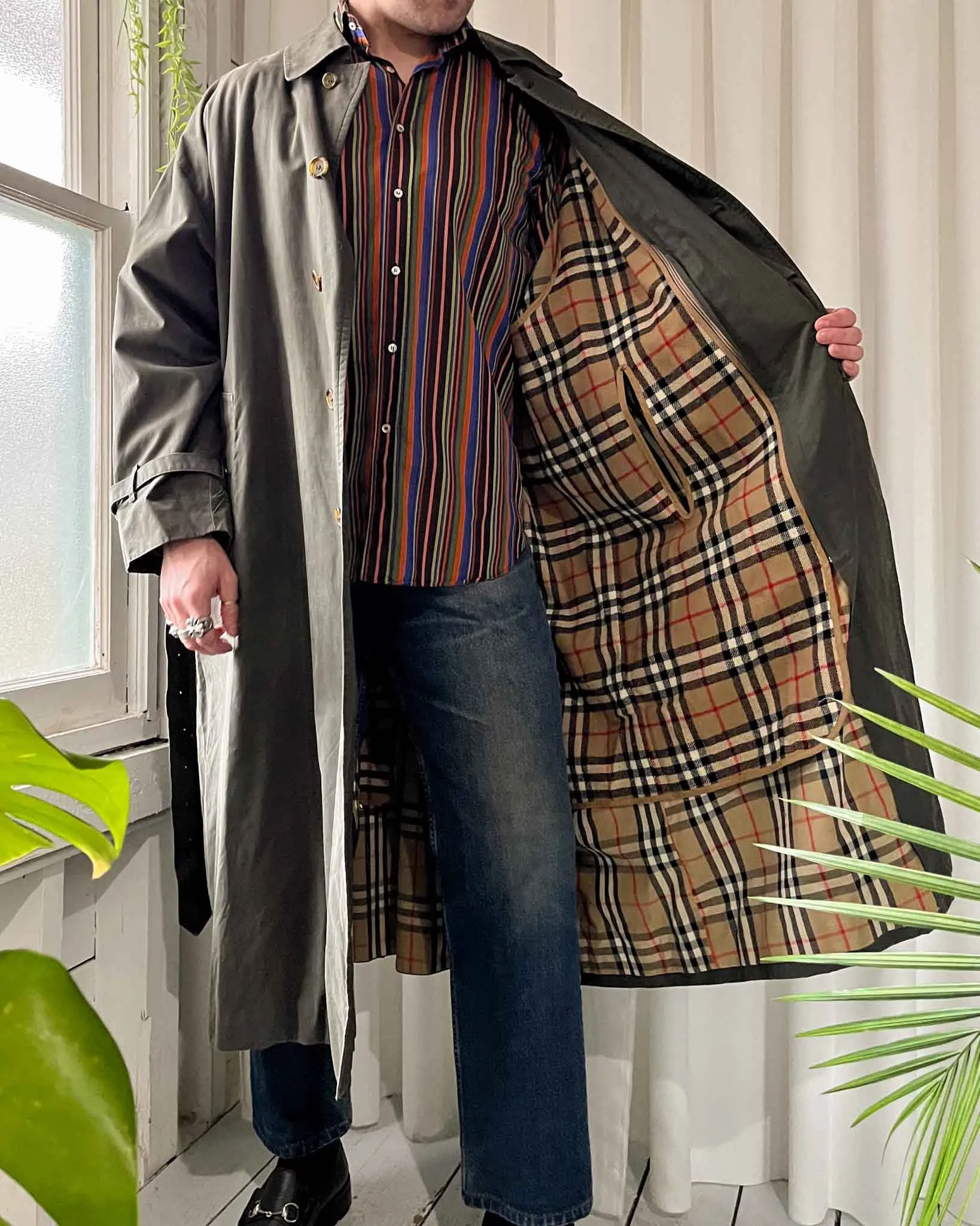 80s Burberry Belted Trench with Liner | L-XL