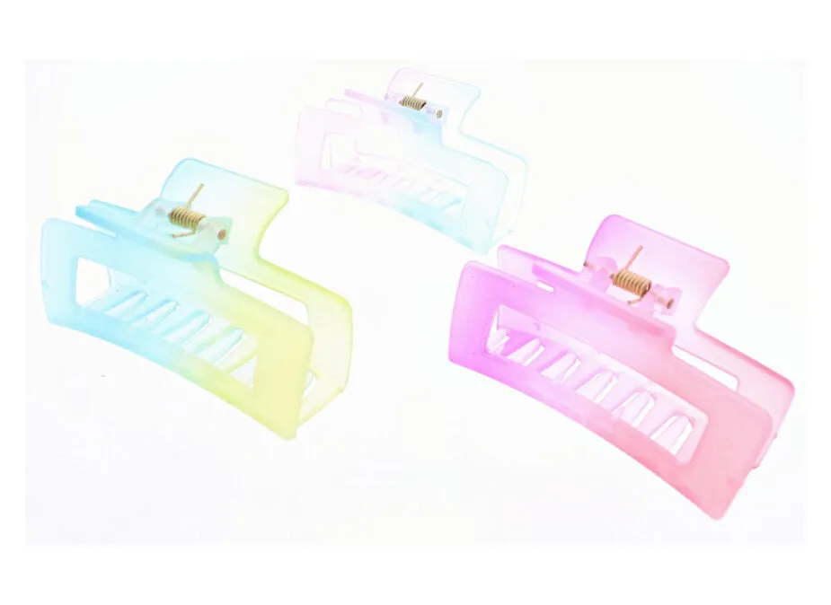 8.5cm Assorted Translucent Two Tone Pastel Matte Finish Rectangular Clamps