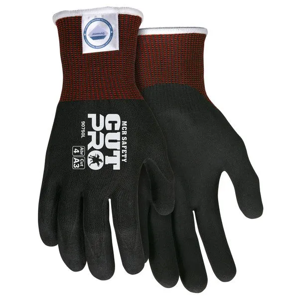 90750M MCR Safety Cut Resistant Gloves, Diamond Tech, Medium, Black, 15 ga THK