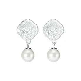 925 Silver Wave Shell Pearl Earrings