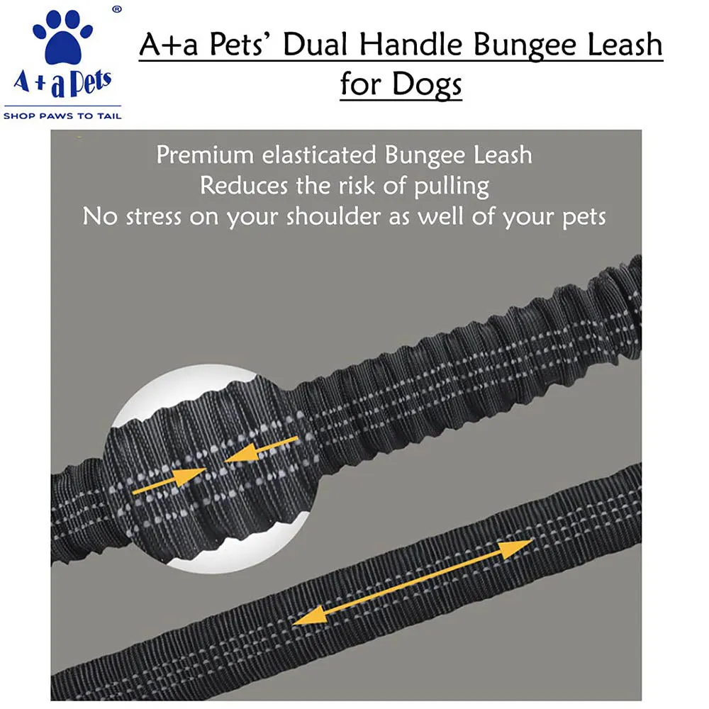 A a Pets' Dual Handle Bungee Leash - Black