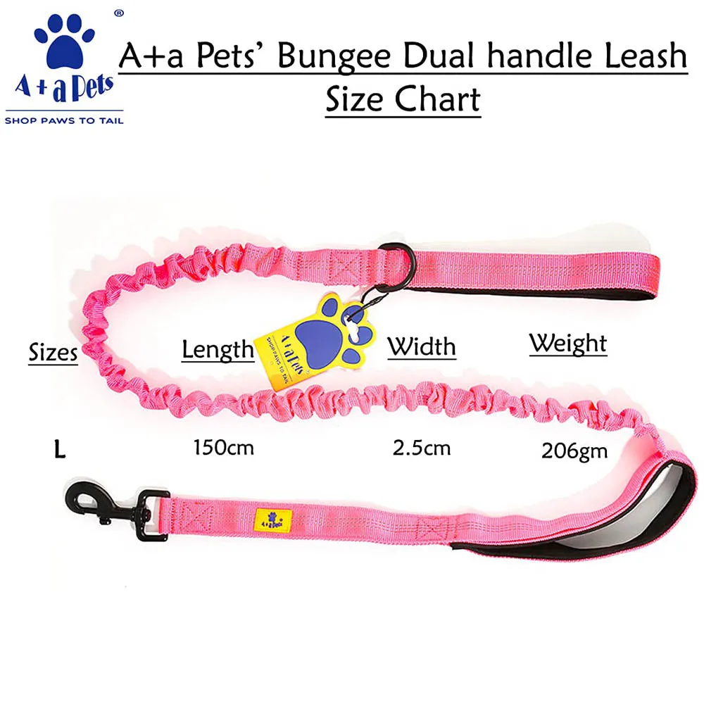 A a Pets' Dual Handle Bungee Leash - Black