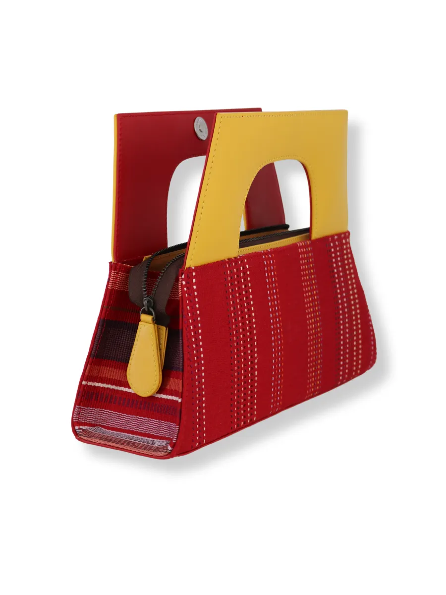 A-Chica Handbag - Reds & Yellow Handle