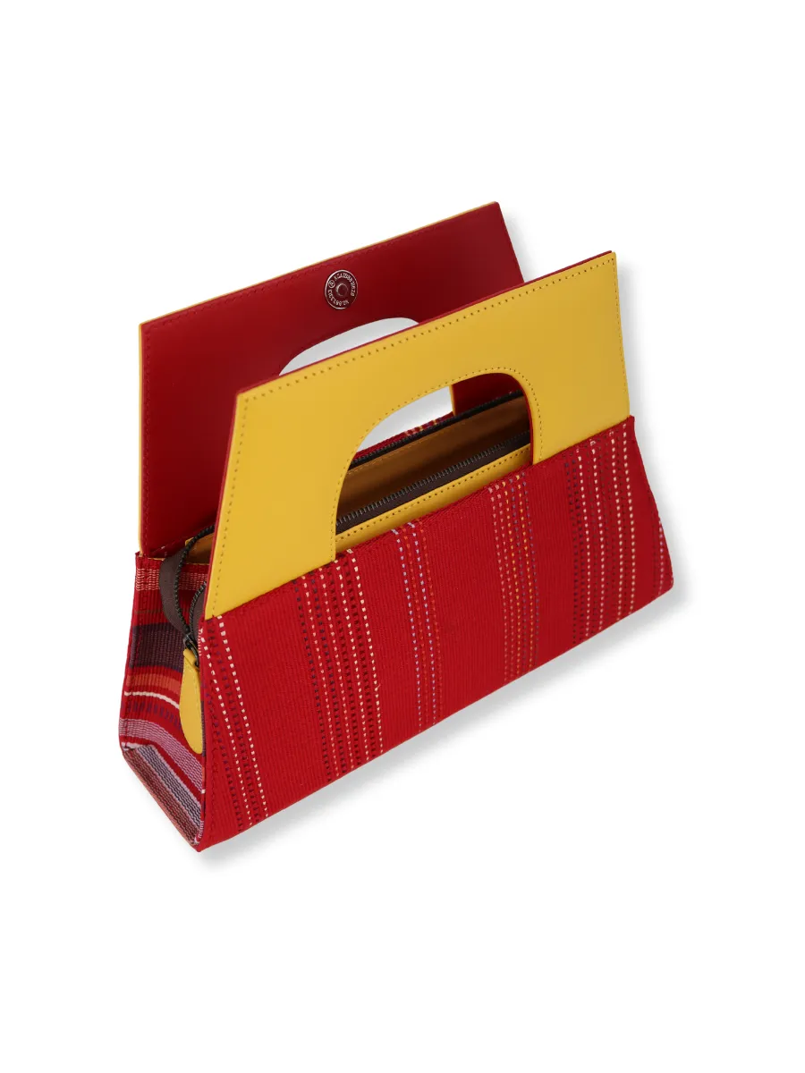 A-Chica Handbag - Reds & Yellow Handle