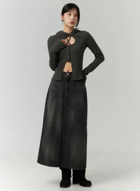 A-Line Maxi Denim Skirt CN320