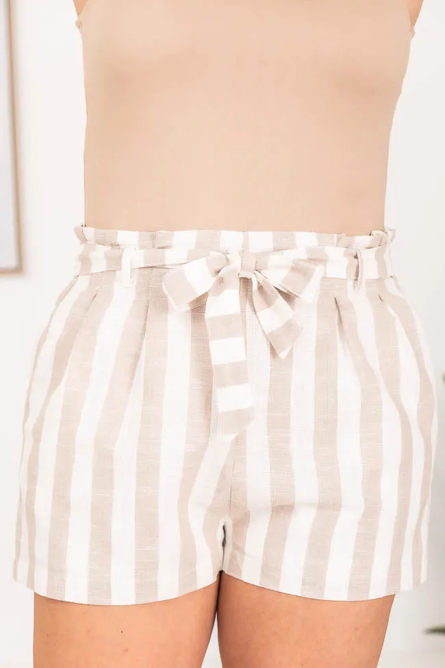 A Matter Of Time Striped Taupe Shorts FINAL SALE